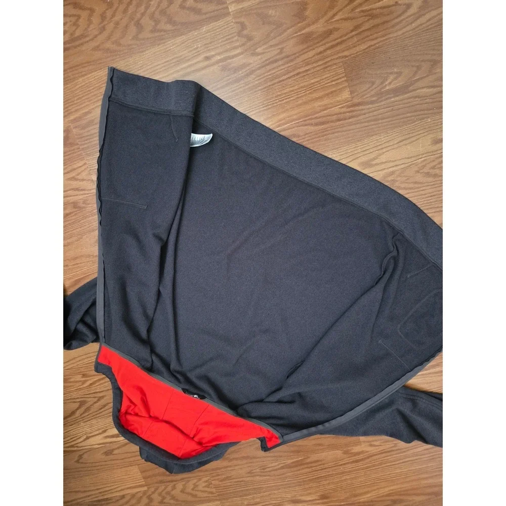 The North Face Mens Full Zip Hoodie‎ Charcoal Gray Red Logo Thumbholes Size L